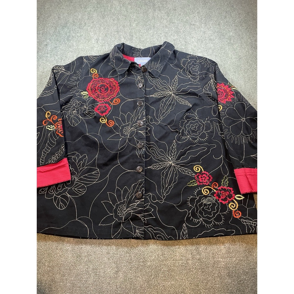 Vtg Jacket Womens 1X Statement Embroider Boho Artsy Avante Garde 90s Liz & Me